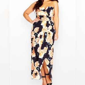 City Chic Tulip Time Floral Print Maxi Dress Size 16